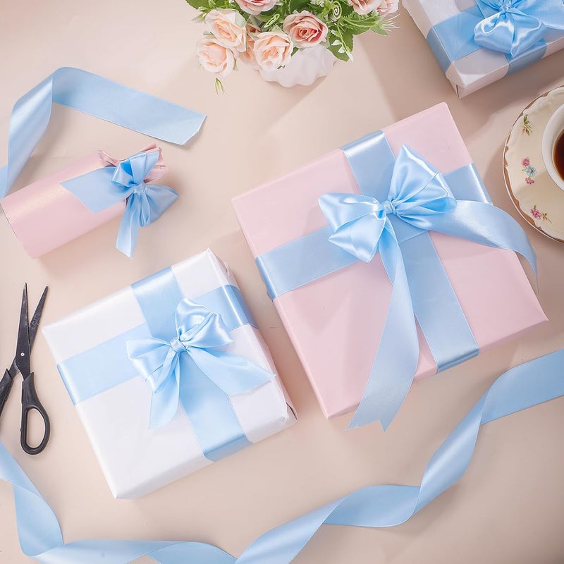 woric Light Blue Ribbon 1 1/2 Inch 120 Yards Baby Sky Blue Satin Ribbon for Baby Bridal Shower Nursery Party Decor Beach Wedding Bows Crafts Flower Bouquet Gift Wrapping - Image 3